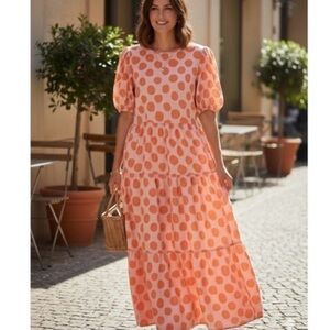 Who What Wear Pink and Orange Polka Dot Maxi Dress